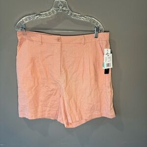 NWT Violets and Roses mid-rise linen‎ blend chino short, Pink, Women’s Size 14
